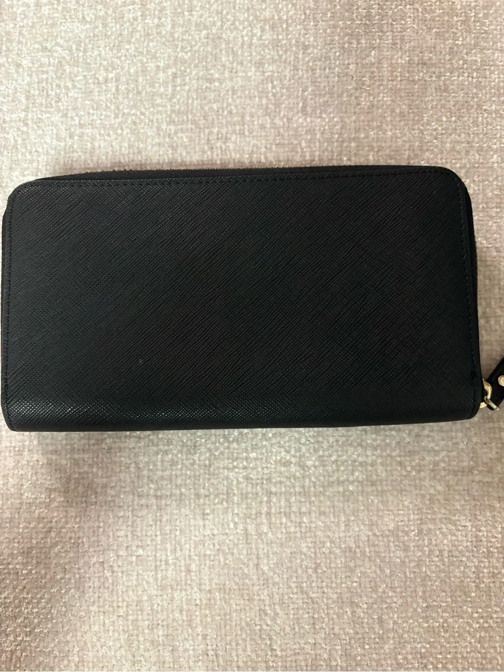 kate spade Black Zip-Around Wallet with Gold Logo